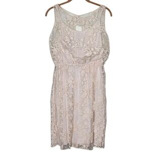 Alice + Olivia Darcy Dress L Lace Overlay Sleeveless Silk Cocktail Party‎ Event